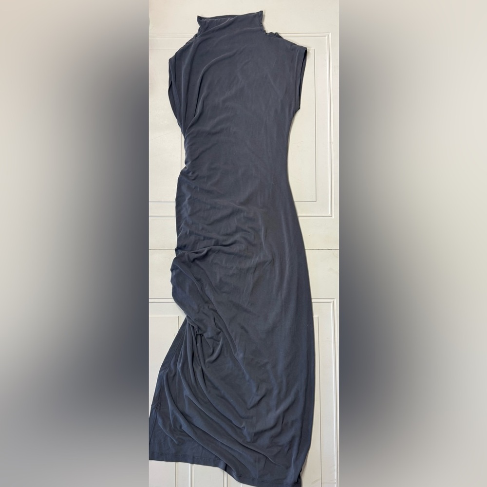 House of Harlow 1960 Women’s Size M Side Ruched Satin Maxi Dress Gray Blue - Picture 8 of 8